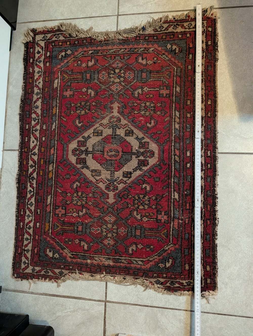 Vintage Hand-Knotted Wool Persian Hamadan Style Medallion Rug
